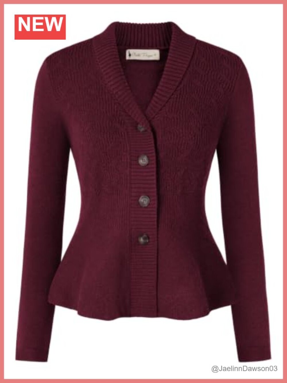 Vintage Button Down Sweater Cardigan Peplum Shawl Lapel